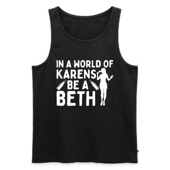 Un monde plein de Karens est une Beth pour les femmes - Débardeur bio Premium Homme - noir - Devant - Michal (187cm)