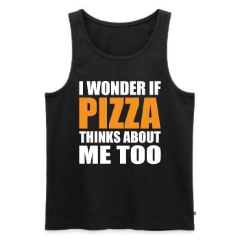Ob Pizza Auch An Mich Denkt Pizza-Food-Liebhaber - Männer Premium Bio Tank Top - Schwarz - Vorne - Michal (187cm)