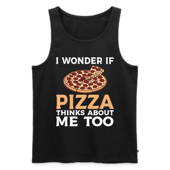 Ob Pizza Auch An Mich Denkt Pizza-Food-Liebhaber - Männer Premium Bio Tank Top - Schwarz - Vorne - Michal (187cm)