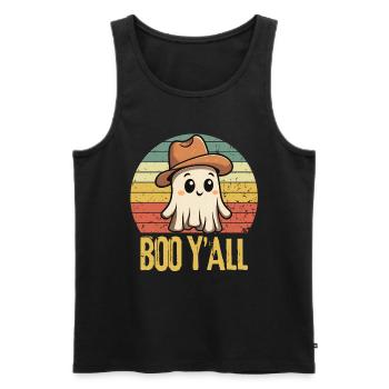 Halloween Ghost Cowboy - Men's Premium Organic Tank Top - black - Front - Michal (187cm)
