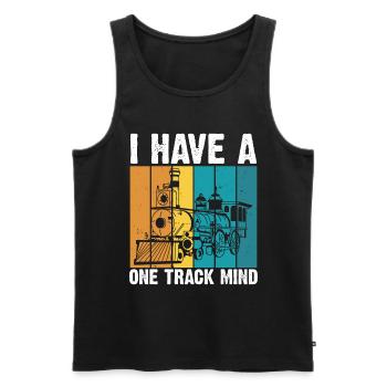 Train Single Line Mind Railroad Locomotive - Men's Premium Organic Tank Top - black - Front - AI Model Male 178 light (178cm)
