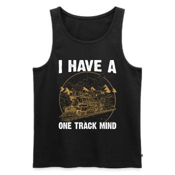 Train Single Line Mind Railroad Locomotive - Men's Premium Organic Tank Top - black - Front - AI Model Male 178 light (178cm)