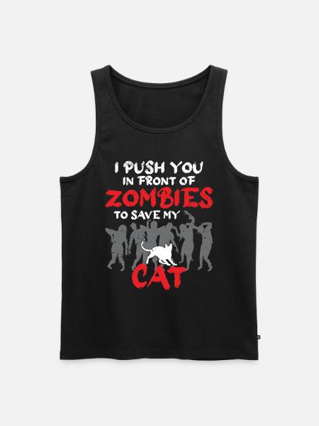 Zombies ontwijken om mijn kat te redden - Mannen Premium Bio Tanktop - zwart