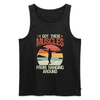I got these muscles from hanging around - Men's Premium Organic Tank Top - black - Front - Michal (187cm)