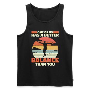 L’un d’entre nous a un meilleur équilibre que vous - Débardeur bio Premium Homme - noir - Devant - AI Model Male 178 light (178cm)