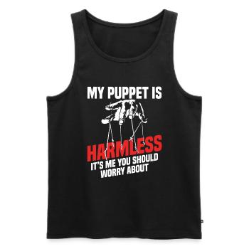 My puppet is harmless it´s me you should worry - Männer Premium Bio Tank Top - Schwarz - Vorne - Michal (187cm)