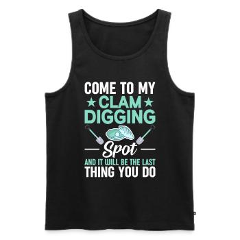 Funny shell digger making shells from shells - Men's Premium Organic Tank Top - black - Front - Michal (187cm)