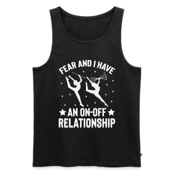 Design « La peur et j’ai une relation on-off » - Débardeur bio Premium Homme - noir - Devant - Michal (187cm)