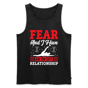 Fear and I have an on-off relationship. - Men's Premium Organic Tank Top - black - Front - AI Model Male 178 light (178cm)