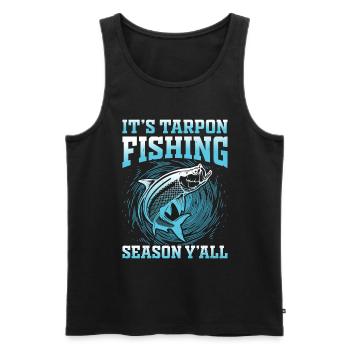 Pêche au tarpon Pêche aux espèces de poissons d’eau douce - Débardeur bio Premium Homme - noir - Devant - AI Model Male 178 light (178cm)