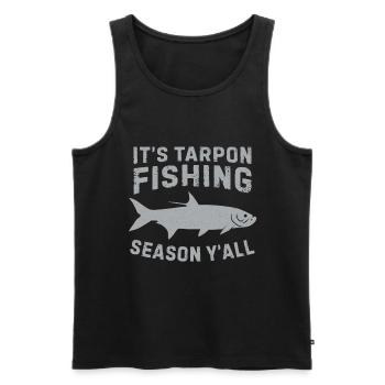 Pêche au tarpon Pêche aux espèces de poissons d’eau douce - Débardeur bio Premium Homme - noir - Devant - AI Model Male 178 light (178cm)