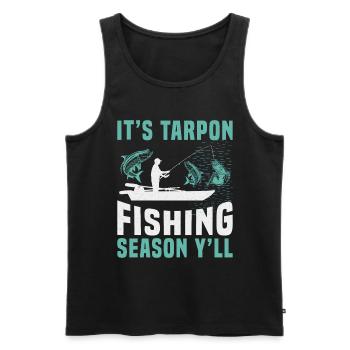 C’est la saison de la pêche au tarpon à tous - Débardeur bio Premium Homme - noir - Devant - AI Model Male 178 light (178cm)