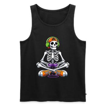 Skeleton Gamer Video Game Halloween - Men's Premium Organic Tank Top - black - Front - AI Model Male 178 light (178cm)