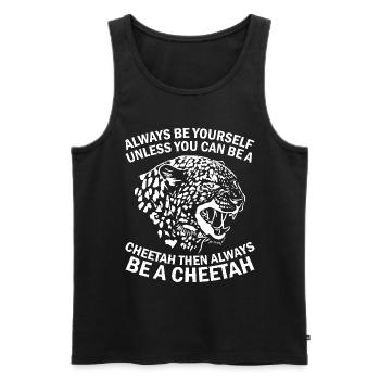 Leopard Portrait Tier - Männer Premium Bio Tank Top - Schwarz - Vorne - Michal (187cm)