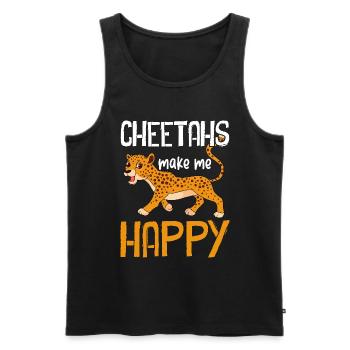 Leopard Portrait Tier - Männer Premium Bio Tank Top - Schwarz - Vorne - Michal (187cm)