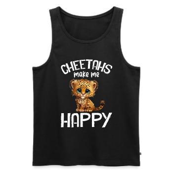 Leopard Portrait Tier - Männer Premium Bio Tank Top - Schwarz - Vorne - Michal (187cm)
