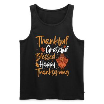 Trruthahn Thanksgiving Funny Design - Men's Premium Organic Tank Top - black - Front - Michal (187cm)