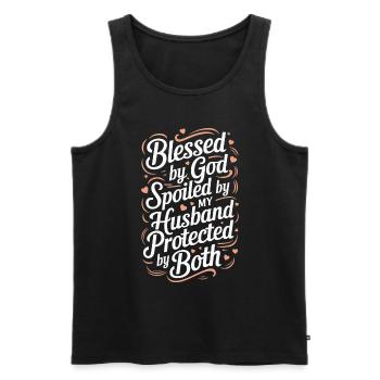 Von Gott Gesegnet Von Meinem Mann - Männer Premium Bio Tank Top - Schwarz - Vorne - AI Model Male 178 light (178cm)
