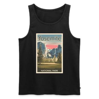 Affiche rétro souvenir du parc national de Yosemite - Débardeur bio Premium Homme - noir - Devant - AI Model Male 178 light (178cm)