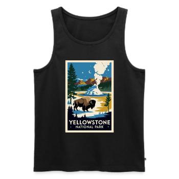 Yellowstone National Park Retro Poster Souvenir - Männer Premium Bio Tank Top - Schwarz - Vorne - AI Model Male 178 light (178cm)