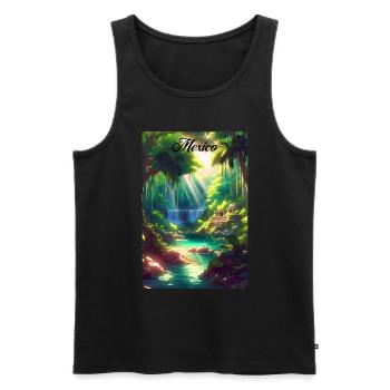 Mexico Jungle Retro Poster Souvenir - Men's Premium Organic Tank Top - black - Front - AI Model Male 178 light (178cm)