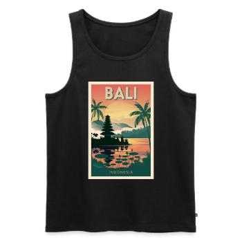 Bali Retro Sunset Poster Vintage Souvenir - Men's Premium Organic Tank Top - black - Front - Michal (187cm)