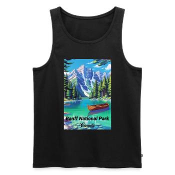 Affiche rétro souvenir du parc national Banff - Débardeur bio Premium Homme - noir - Devant - AI Model Male 178 light (178cm)