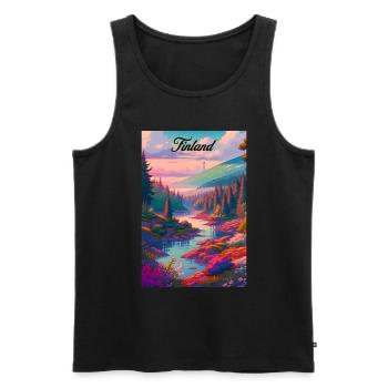 Finland Summer Retro Poster Vintage Souvenir - Männer Premium Bio Tank Top - Schwarz - Vorne - AI Model Male 178 light (178cm)