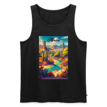 Mexico Desert Retro Poster Vintage Souvenir - Men's Premium Organic Tank Top - black - Front - AI Model Male 178 light (178cm)