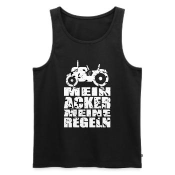 Mein Acker meine Regeln, lustiges Landwirt Shirt - Männer Premium Bio Tank Top - Schwarz - Vorne - Michal (187cm)