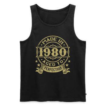 Vintage 1980 Anniversaire 1980 Cadeau 1980 Rétro - Débardeur bio Premium Homme - noir - Devant - Michal (187cm)