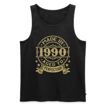 Vintage 1990 Anniversaire 1990 Cadeau 1990 Rétro - Débardeur bio Premium Homme - noir - Devant - Michal (187cm)
