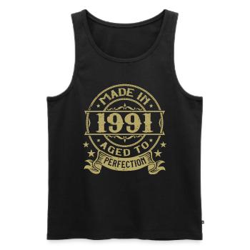 Vintage 1991 Anniversaire 1991 Cadeau 1991 Rétro - Débardeur bio Premium Homme - noir - Devant - Michal (187cm)