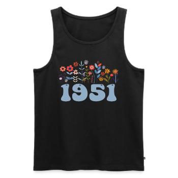 1951 Floral Pattern 1951 Floral Theme Flowers 1951 - Men's Premium Organic Tank Top - black - Front - AI Model Male 178 light (178cm)