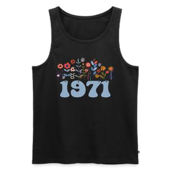 1971 Floral Pattern 1971 Floral Theme Flowers 1971 - Men's Premium Organic Tank Top - black - Front - AI Model Male 178 light (178cm)