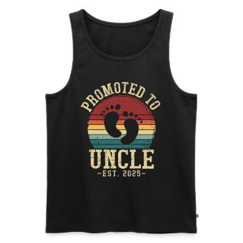 Promoted to uncle set for 2025 - Men's Premium Organic Tank Top - black - Front - Michal (187cm)