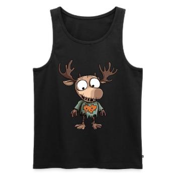 Elch Halloween Lustig Zombie - Männer Premium Bio Tank Top - Schwarz - Vorne - Michal (187cm)