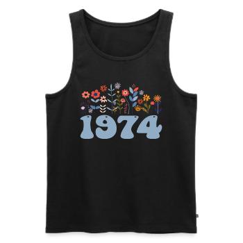 1974 Floral Pattern 1974 Floral Theme Flowers 1974 - Men's Premium Organic Tank Top - black - Front - AI Model Male 178 light (178cm)