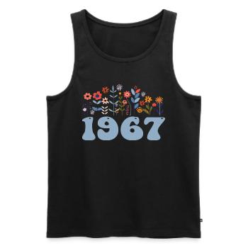 1967 Floral Pattern 1967 Floral Theme Flowers 1967 - Men's Premium Organic Tank Top - black - Front - AI Model Male 178 light (178cm)