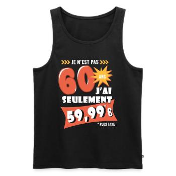 60 ans anniversaire humour 60e anniversaire - Débardeur bio Premium Homme - noir - Devant - Michal (187cm)