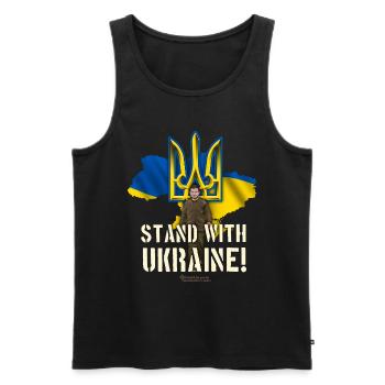 Ukraine Trident Zelensky Stand with Ukraine - Men's Premium Organic Tank Top - black - Front - AI Model Male 178 light (178cm)