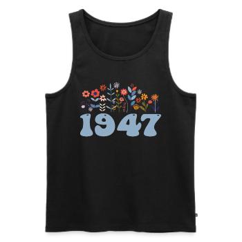 1947 Floral Pattern 1947 Floral Theme Flowers 1947 - Men's Premium Organic Tank Top - black - Front - AI Model Male 178 light (178cm)