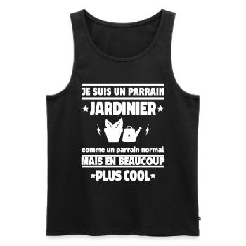 Je suis un parrain jardinier plus cool - Débardeur bio Premium Homme - noir - Devant - Michal (187cm)