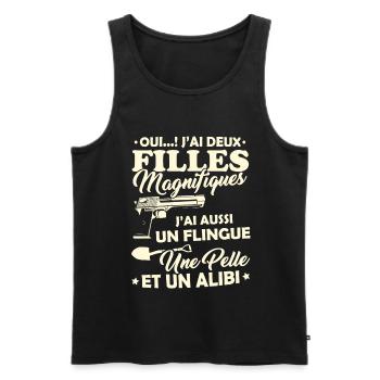 Tshirt pour Papa - J'ai deux Filles Magnifiques - Débardeur bio Premium Homme - noir - Devant - Michal (187cm)