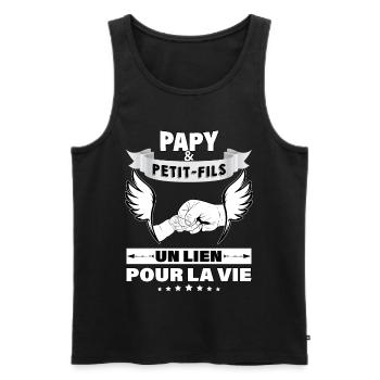 Papy et petit fils lien pour la vie - Débardeur bio Premium Homme - noir - Devant - AI Model Male 178 light (178cm)