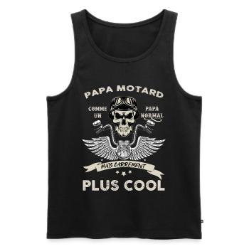 Papa motard carrément cool - Débardeur bio Premium Homme - noir - Devant - Michal (187cm)
