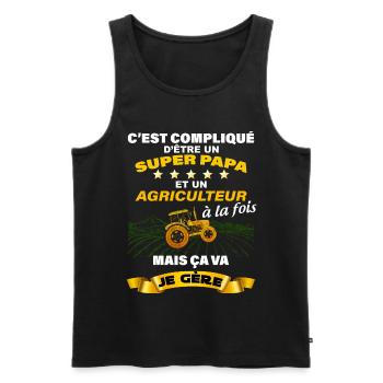 Agriculteur et super papa qui assure Cadeau père - Débardeur bio Premium Homme - noir - Devant - Michal (187cm)