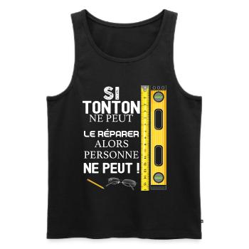Mon Tonton réparateur qui déchire humour bricolage - Débardeur bio Premium Homme - noir - Devant - Michal (187cm)