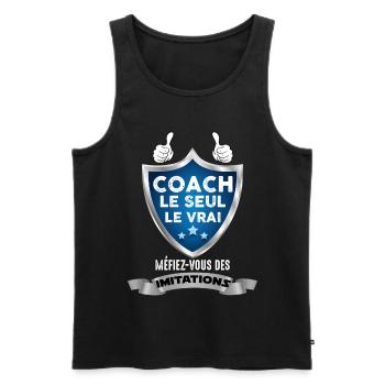 Coach humour drole pour mon coach préféré - Débardeur bio Premium Homme - noir - Devant - AI Model Male 178 light (178cm)