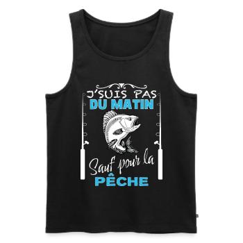 Pêcheur Du Matin Humour Papa Et Pêche - Débardeur bio Premium Homme - noir - Devant - AI Model Male 178 light (178cm)